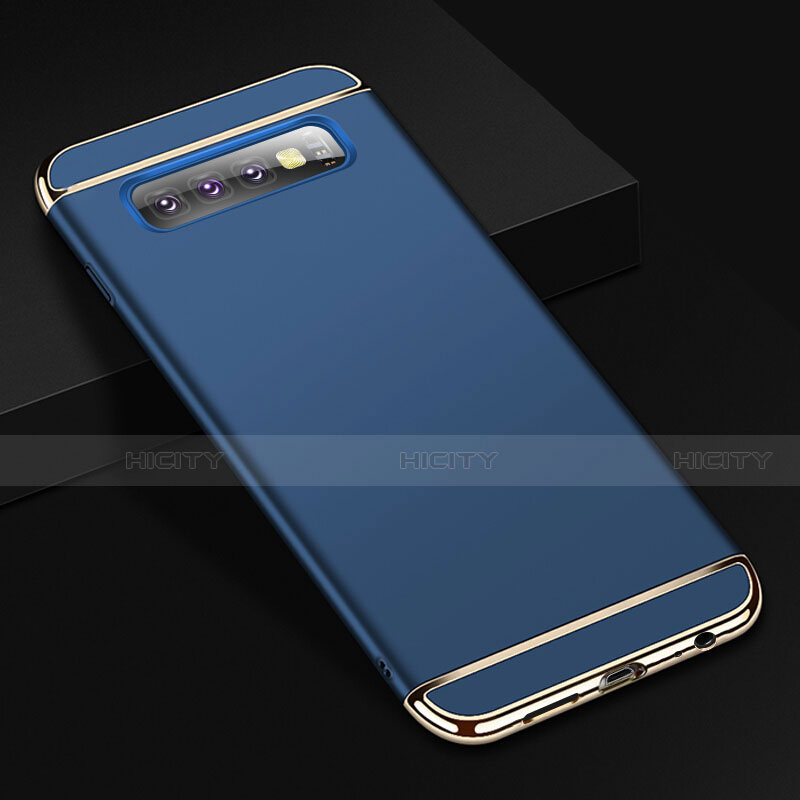 Custodia Lusso Metallo Laterale e Plastica Cover T01 per Samsung Galaxy S10 Plus Blu