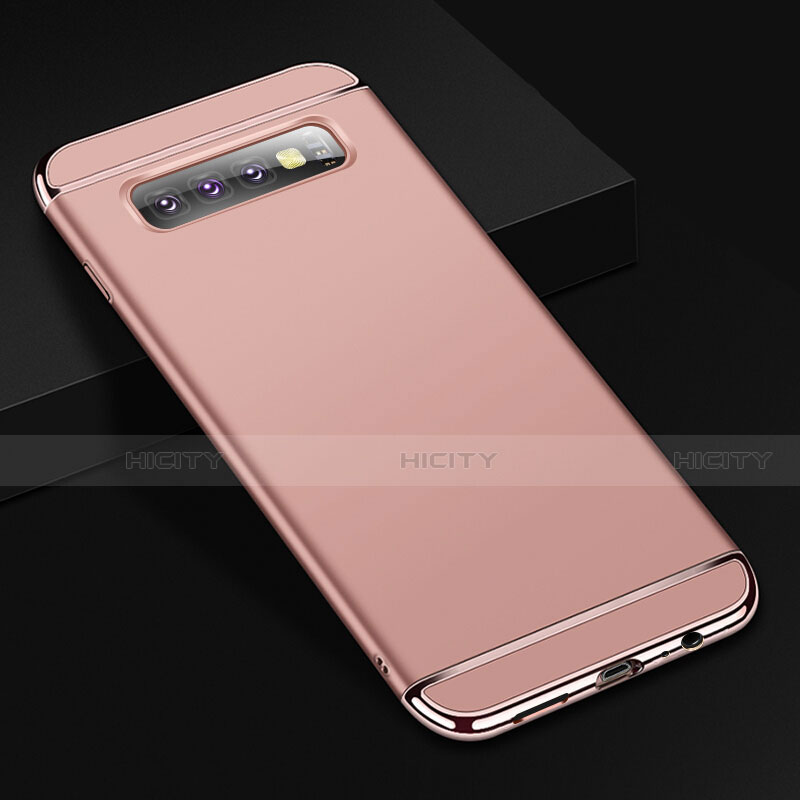 Custodia Lusso Metallo Laterale e Plastica Cover T01 per Samsung Galaxy S10 Plus Oro Rosa