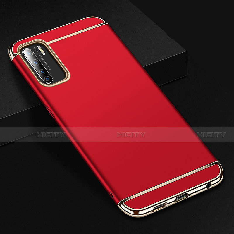 Custodia Lusso Metallo Laterale e Plastica Cover T02 per Oppo F15 Rosso