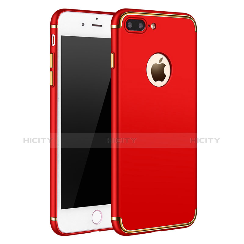 Custodia Lusso Metallo Laterale e Plastica F02 per Apple iPhone 7 Plus Rosso