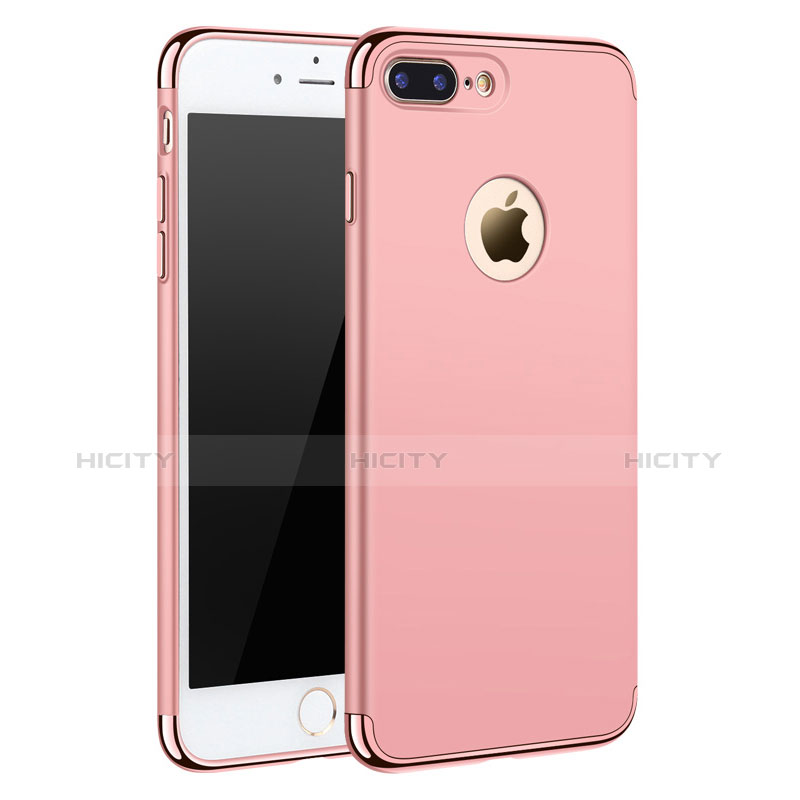 Custodia Lusso Metallo Laterale e Plastica F05 per Apple iPhone 7 Plus Oro Rosa