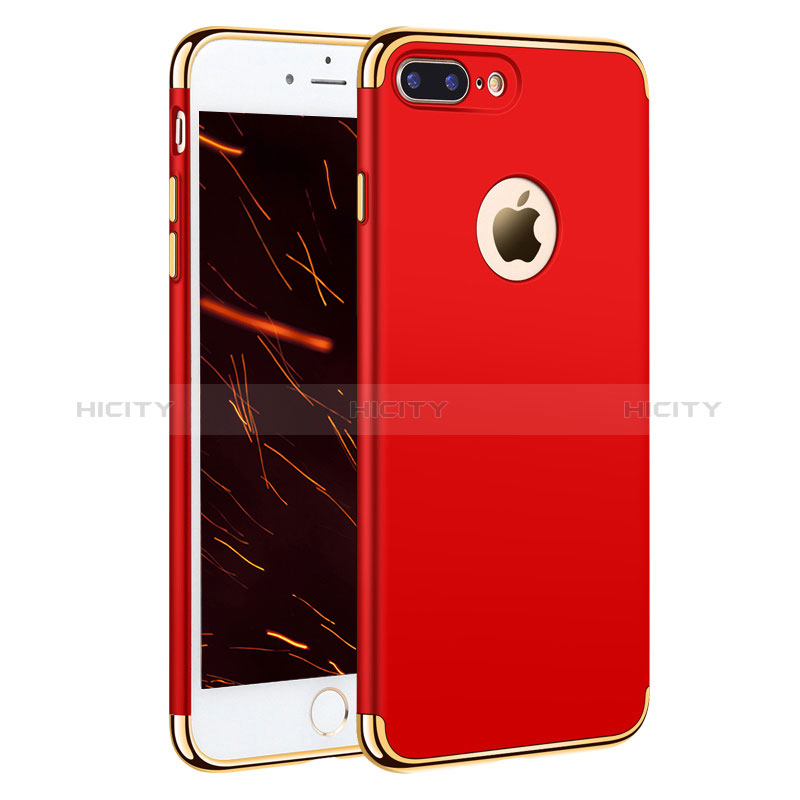 Custodia Lusso Metallo Laterale e Plastica F05 per Apple iPhone 8 Plus Rosso