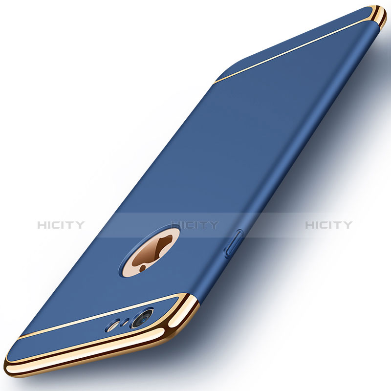 Custodia Lusso Metallo Laterale e Plastica M01 per Apple iPhone 6 Plus Blu