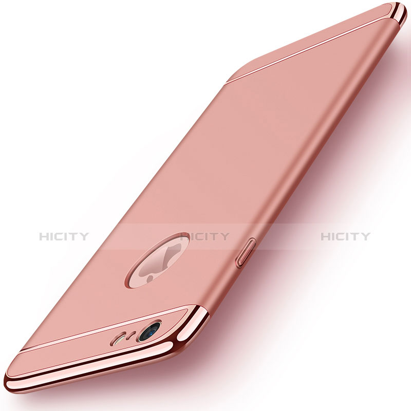 Custodia Lusso Metallo Laterale e Plastica M01 per Apple iPhone 6 Plus Oro Rosa