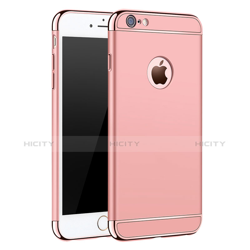 Custodia Lusso Metallo Laterale e Plastica M01 per Apple iPhone 6S Plus Oro Rosa