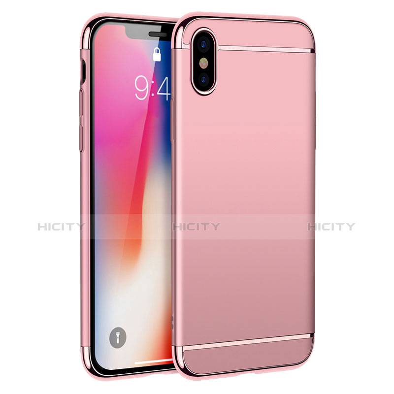 Custodia Lusso Metallo Laterale e Plastica M01 per Apple iPhone X Oro Rosa