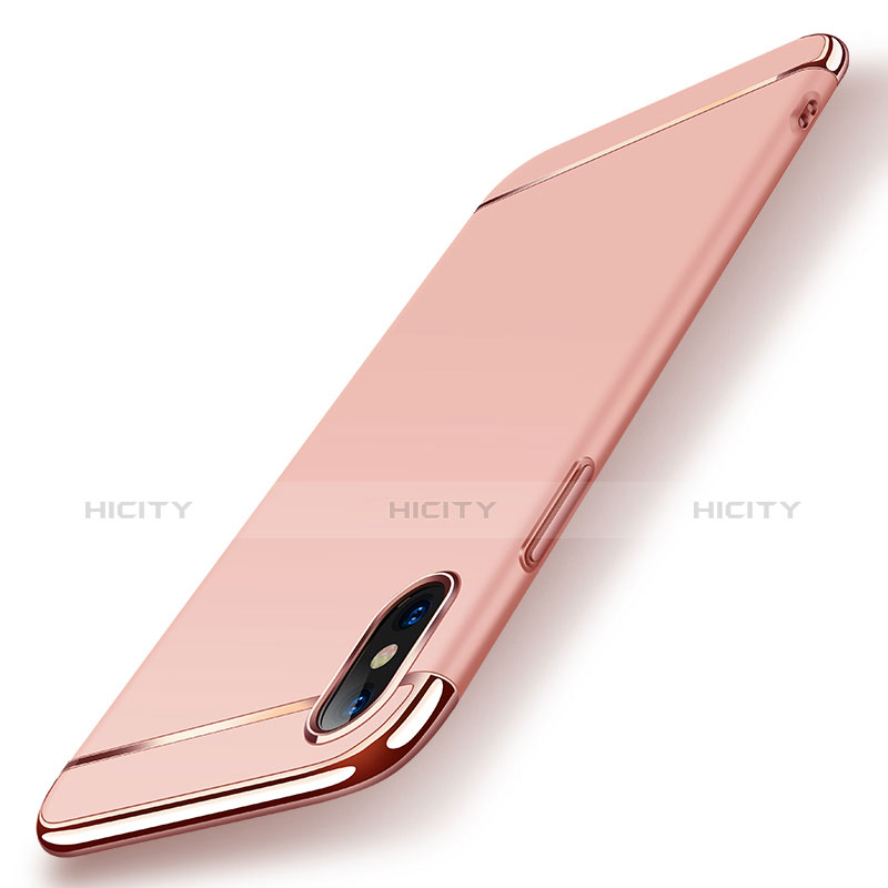 Custodia Lusso Metallo Laterale e Plastica M01 per Apple iPhone Xs Oro Rosa