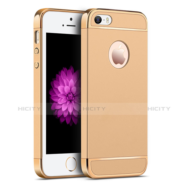 Custodia Lusso Metallo Laterale e Plastica per Apple iPhone 5 Oro