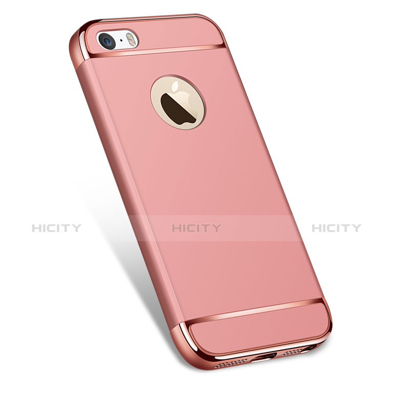 Custodia Lusso Metallo Laterale e Plastica per Apple iPhone 5 Oro Rosa