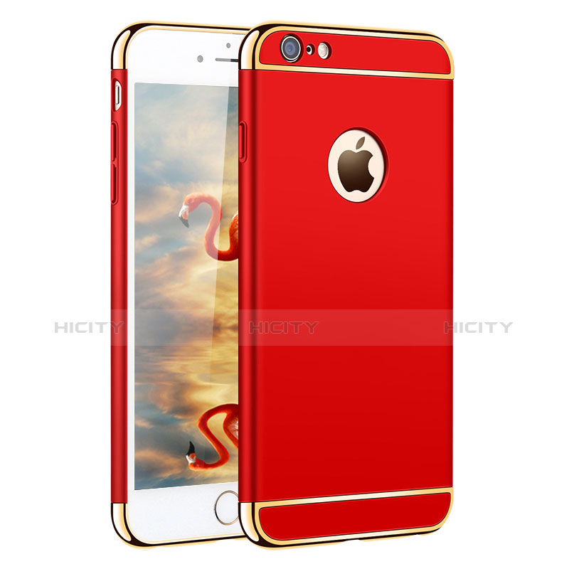 Custodia Lusso Metallo Laterale e Plastica per Apple iPhone 6 Rosso