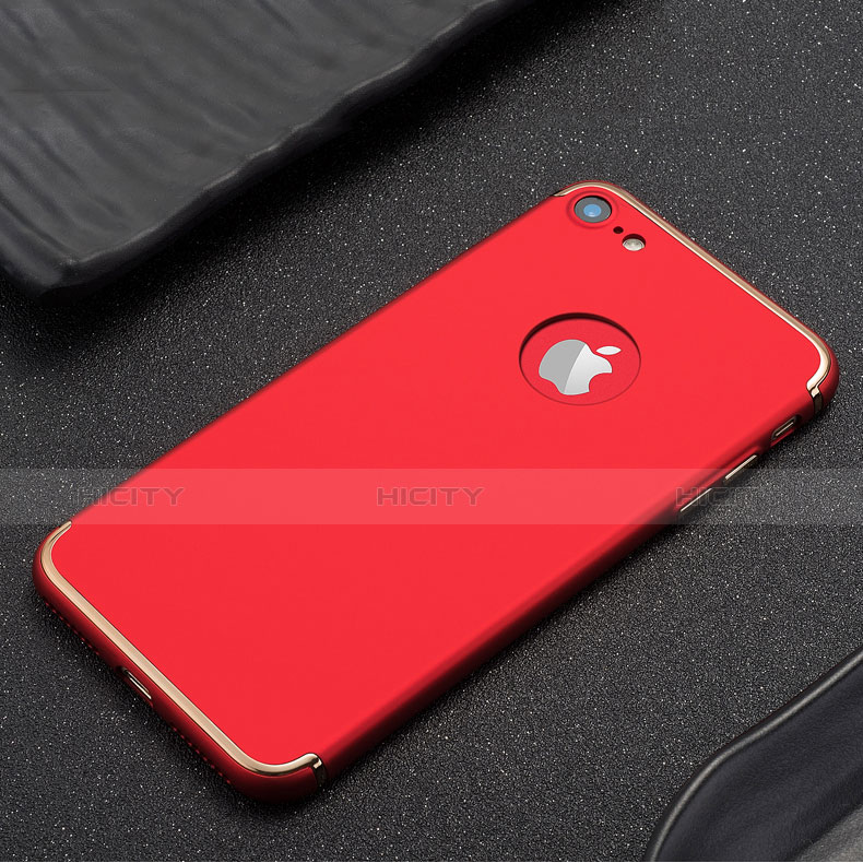 Custodia Lusso Metallo Laterale e Plastica per Apple iPhone 8 Rosso