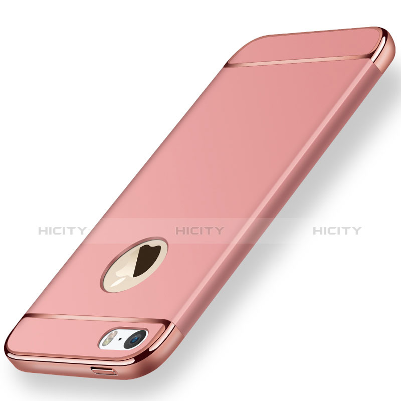 Custodia Lusso Metallo Laterale e Plastica per Apple iPhone SE Oro Rosa