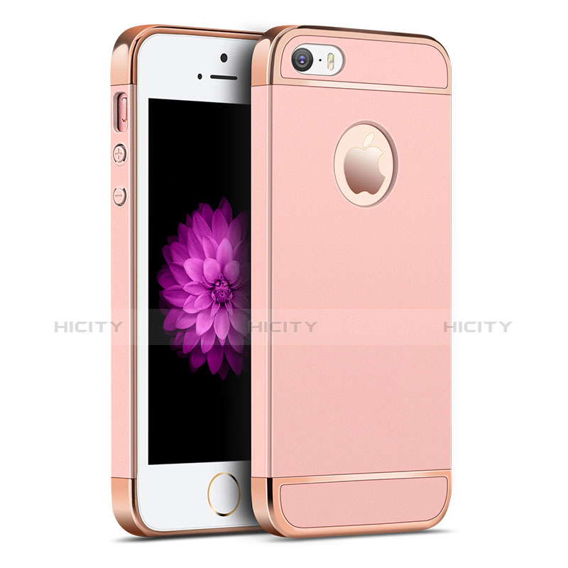 Custodia Lusso Metallo Laterale e Plastica per Apple iPhone SE Oro Rosa