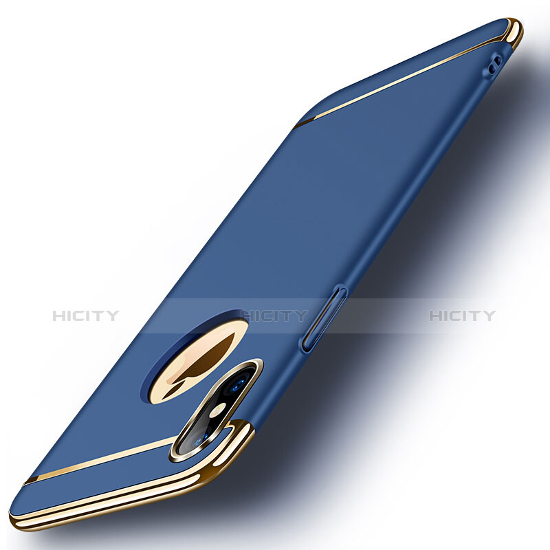 Custodia Lusso Metallo Laterale e Plastica per Apple iPhone Xs Blu