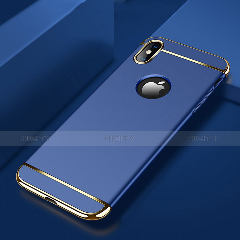 Custodia Lusso Metallo Laterale e Plastica per Apple iPhone Xs Blu