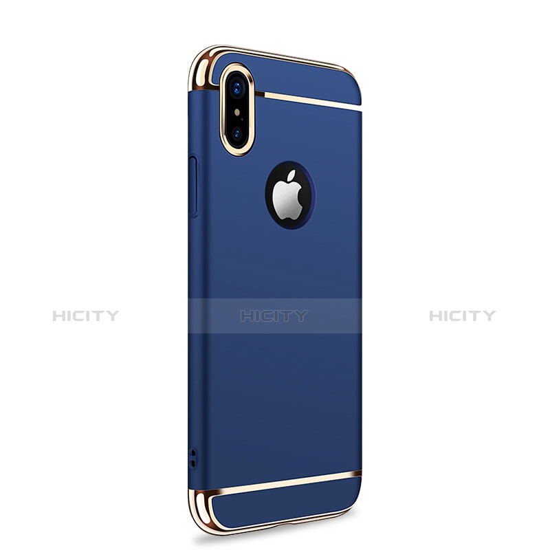 Custodia Lusso Metallo Laterale e Plastica per Apple iPhone Xs Blu