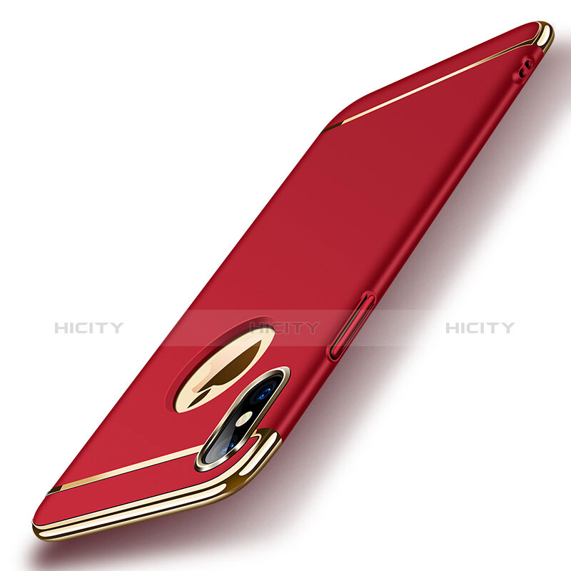 Custodia Lusso Metallo Laterale e Plastica per Apple iPhone Xs Rosso