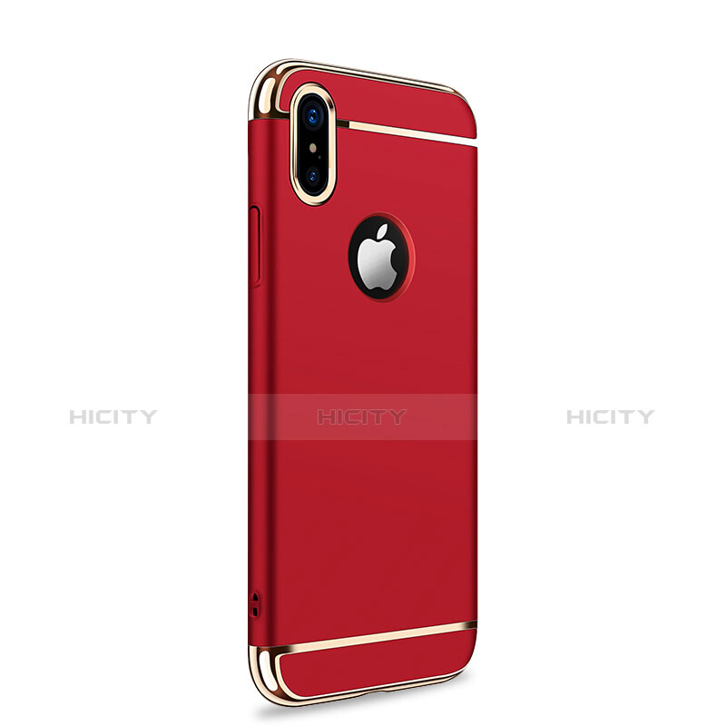 Custodia Lusso Metallo Laterale e Plastica per Apple iPhone Xs Rosso