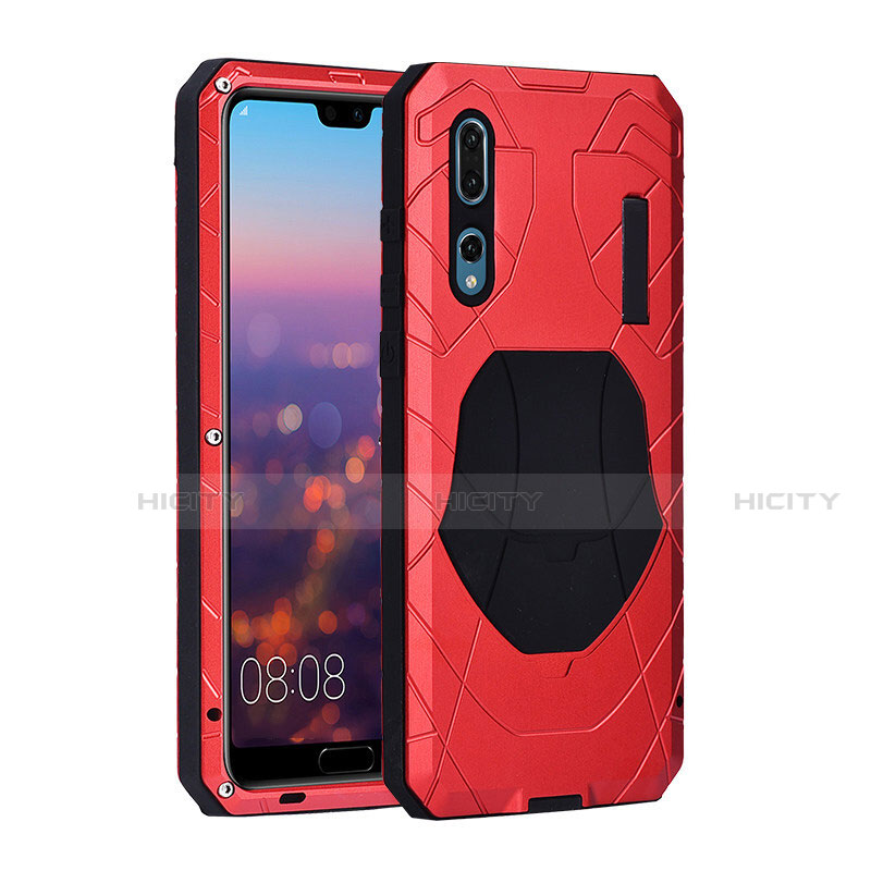 Custodia Lusso Metallo Laterale e Silicone Cover K01 per Huawei P20 Pro Rosso