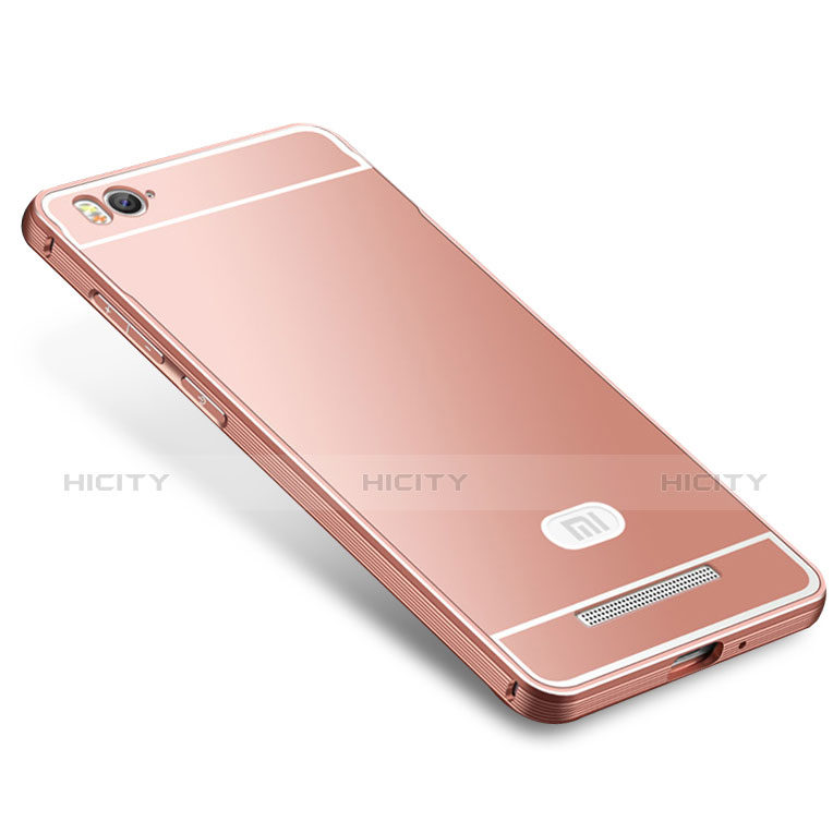 Custodia Lusso Metallo Laterale e Silicone Cover M01 per Xiaomi Mi 4i Oro Rosa