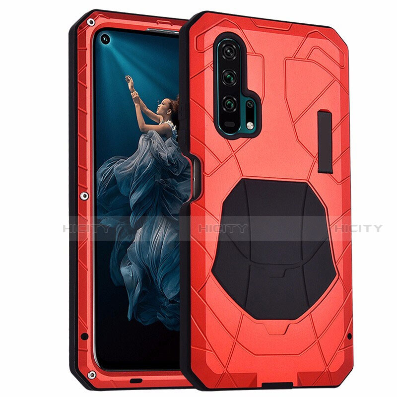 Custodia Lusso Metallo Laterale e Silicone Cover T01 per Huawei Honor 20 Pro Rosso