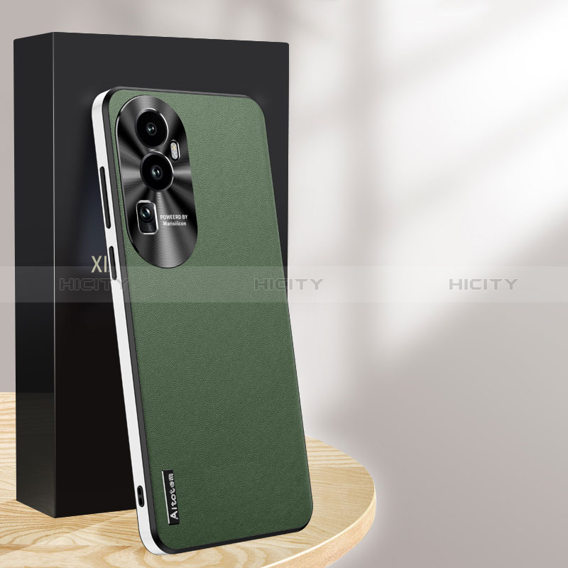 Custodia Lusso Pelle Cover AT1 per Oppo Reno10 Pro+ Plus 5G Verde