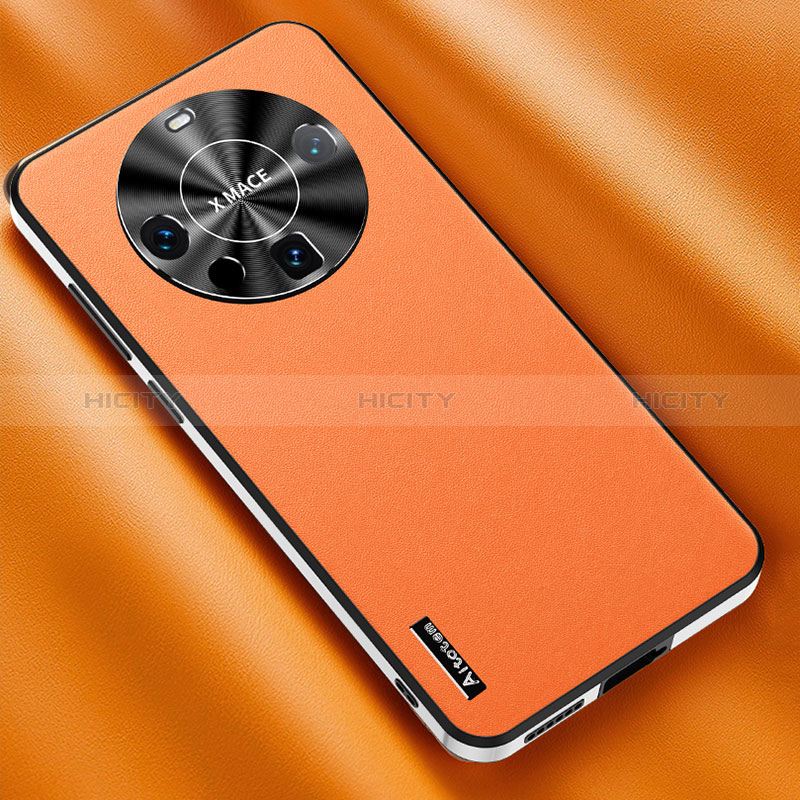 Custodia Lusso Pelle Cover AT2 per Huawei Mate 60 Arancione