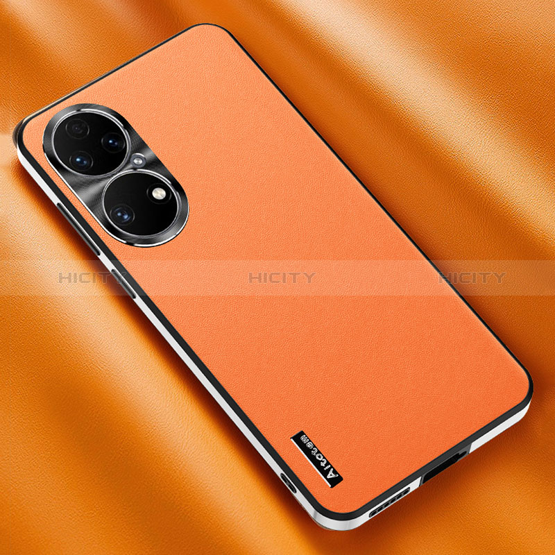 Custodia Lusso Pelle Cover AT2 per Huawei P50 Arancione