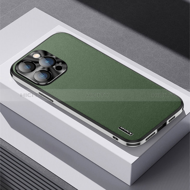 Custodia Lusso Pelle Cover AT5 per Apple iPhone 15 Pro Verde