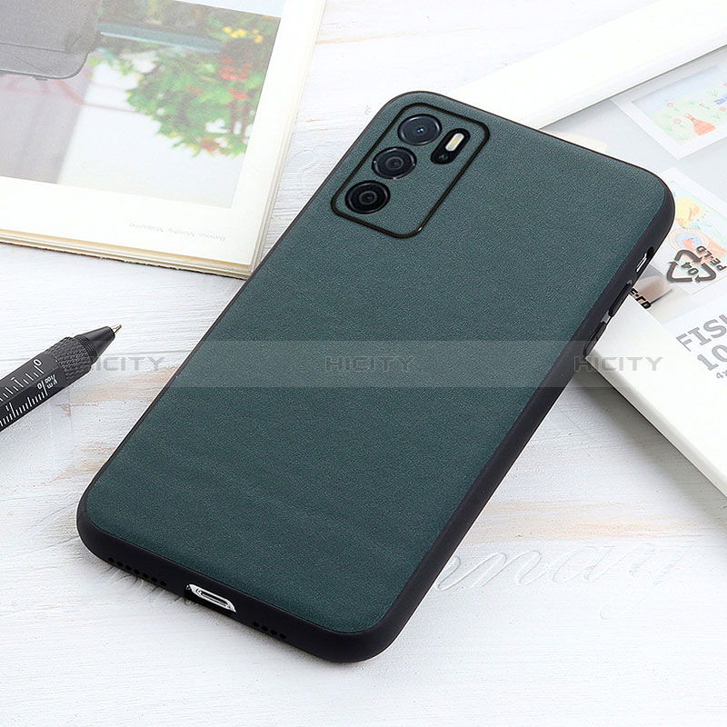 Custodia Lusso Pelle Cover B01H per Oppo A16 Verde