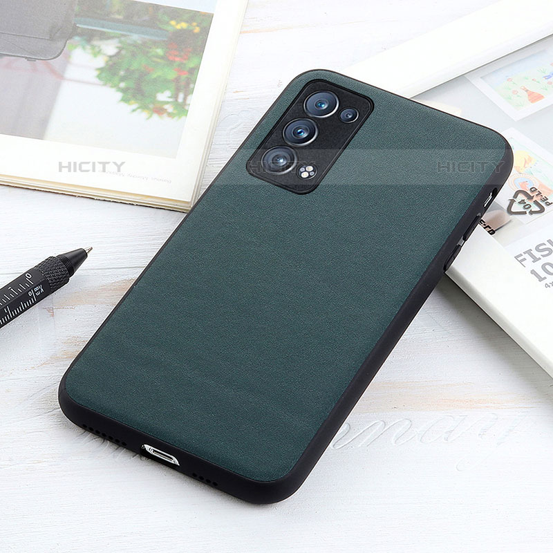 Custodia Lusso Pelle Cover B01H per Oppo Reno6 Pro 5G Verde