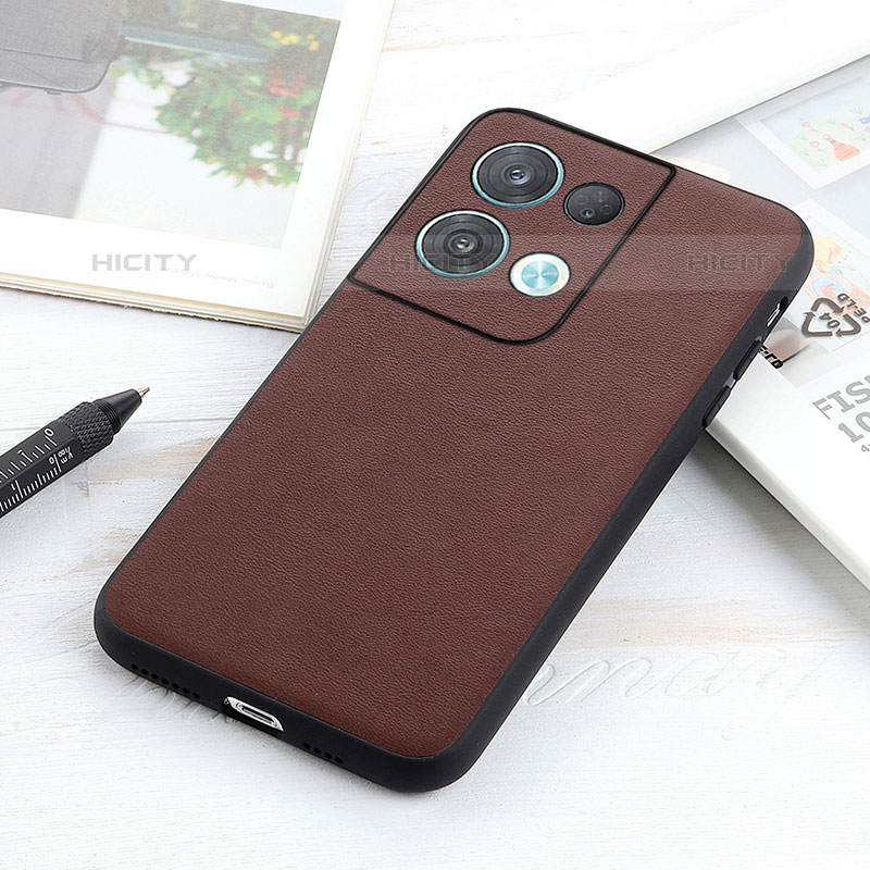 Custodia Lusso Pelle Cover B01H per Oppo Reno9 Pro 5G Marrone