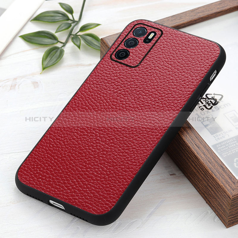 Custodia Lusso Pelle Cover B02H per Oppo A16 Rosso