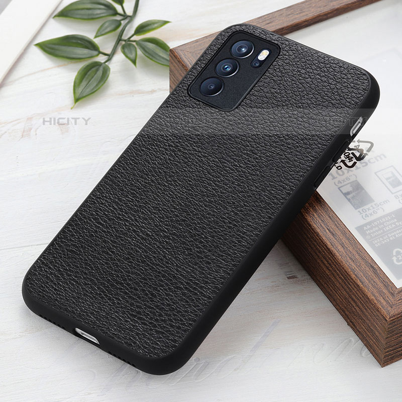 Custodia Lusso Pelle Cover B02H per Oppo Reno6 Pro 5G India Nero