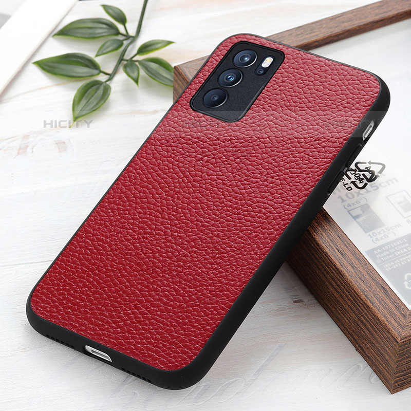 Custodia Lusso Pelle Cover B02H per Oppo Reno6 Pro 5G India Rosso