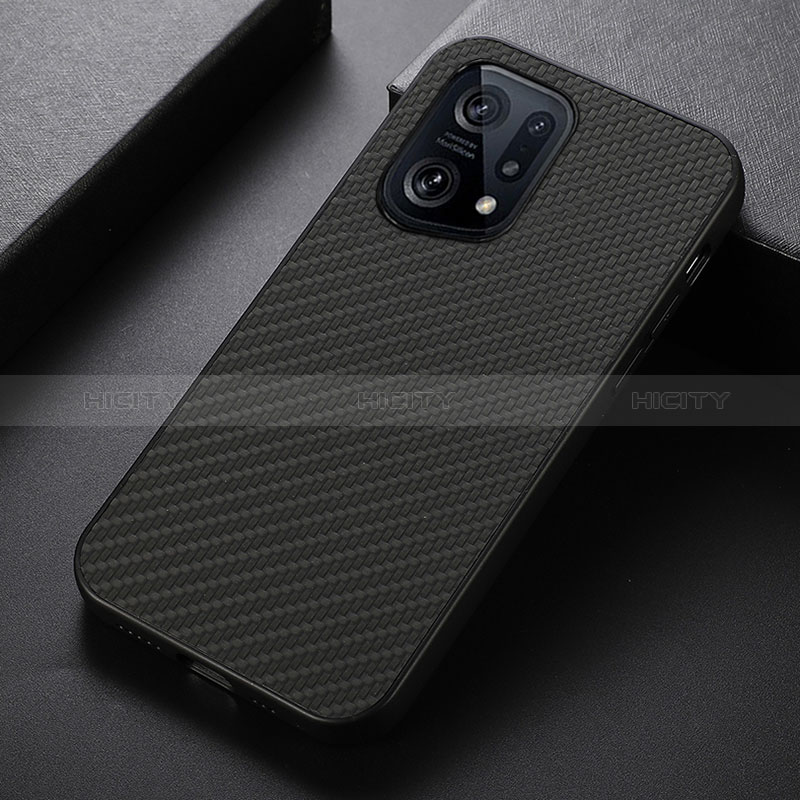 Custodia Lusso Pelle Cover B05H per Oppo Find X5 5G Nero