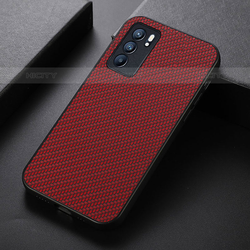 Custodia Lusso Pelle Cover B05H per Oppo Reno6 5G Rosso