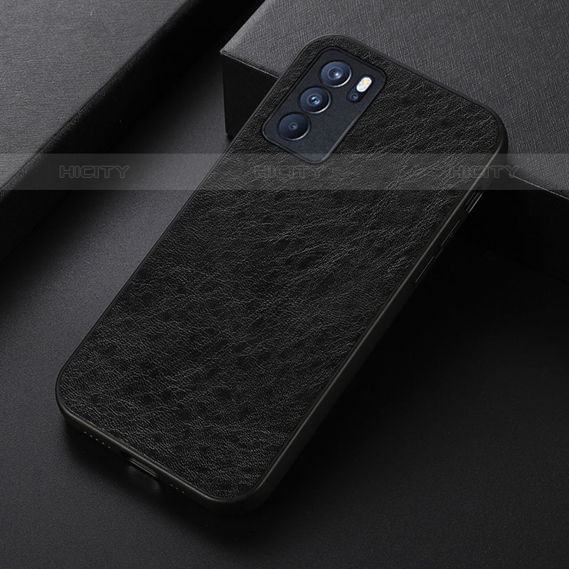 Custodia Lusso Pelle Cover B05H per Oppo Reno6 Pro 5G India Nero