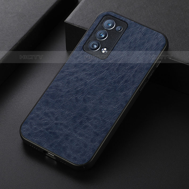 Custodia Lusso Pelle Cover B05H per Oppo Reno6 Pro+ Plus 5G Blu