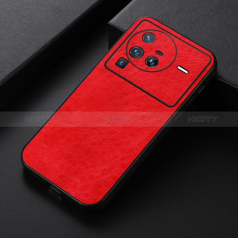 Custodia Lusso Pelle Cover B05H per Vivo X80 Pro 5G Rosso