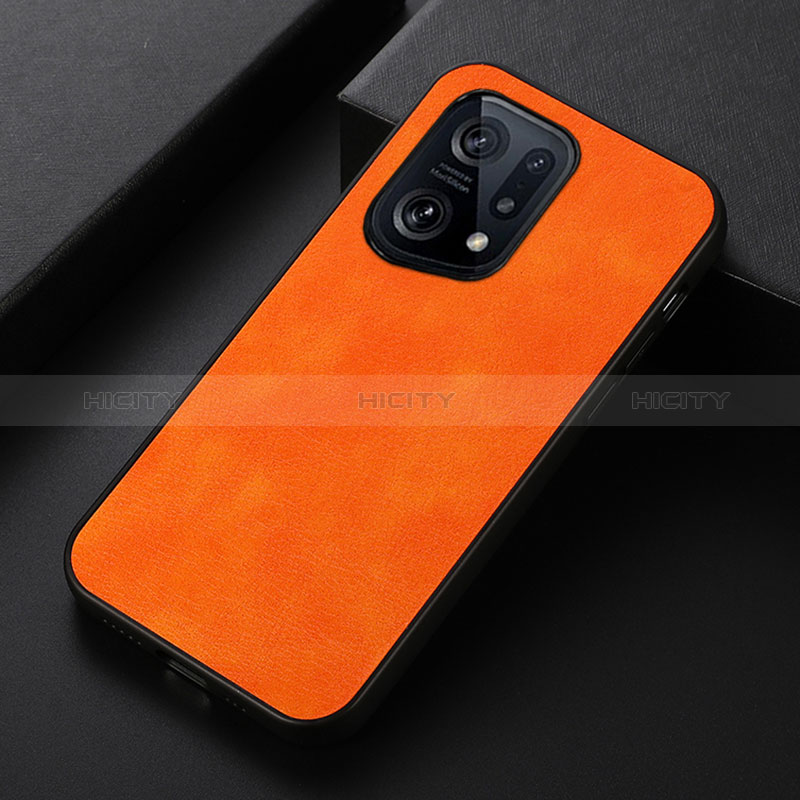 Custodia Lusso Pelle Cover B06H per Oppo Find X5 5G Arancione