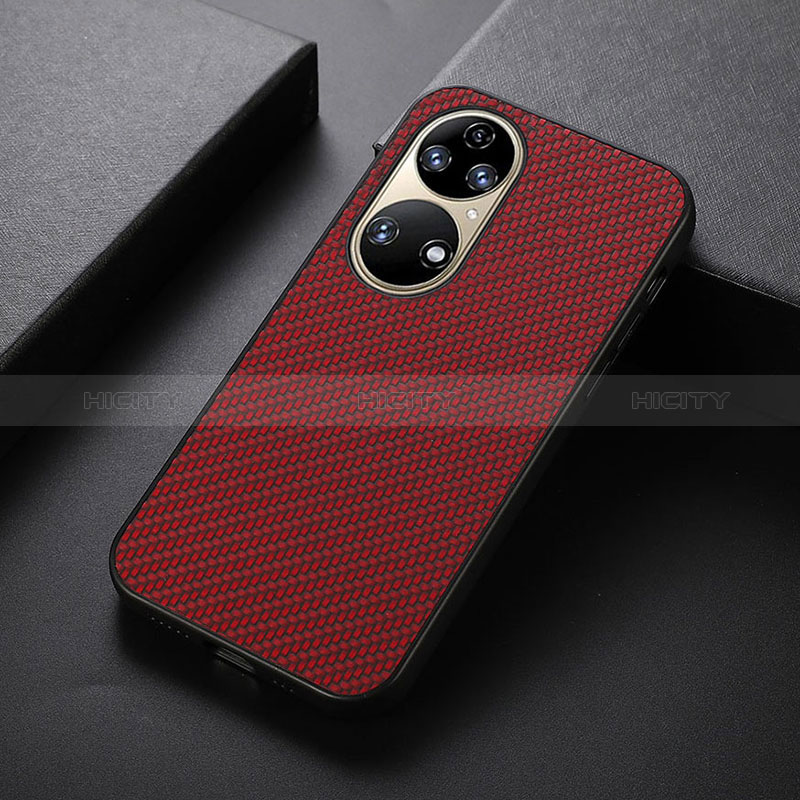 Custodia Lusso Pelle Cover B07H per Huawei P50 Rosso