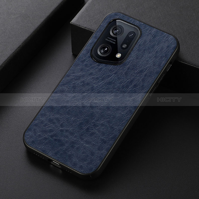 Custodia Lusso Pelle Cover B07H per Oppo Find X5 5G Blu