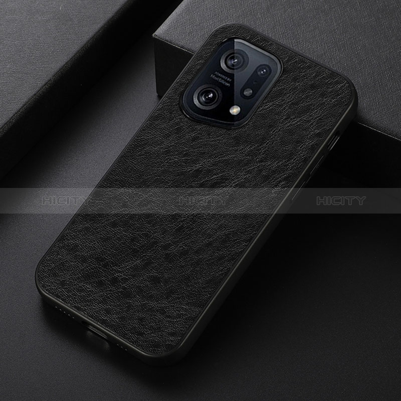 Custodia Lusso Pelle Cover B07H per Oppo Find X5 5G Nero