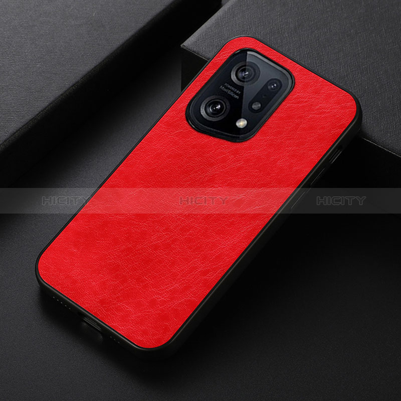 Custodia Lusso Pelle Cover B07H per Oppo Find X5 5G Rosso