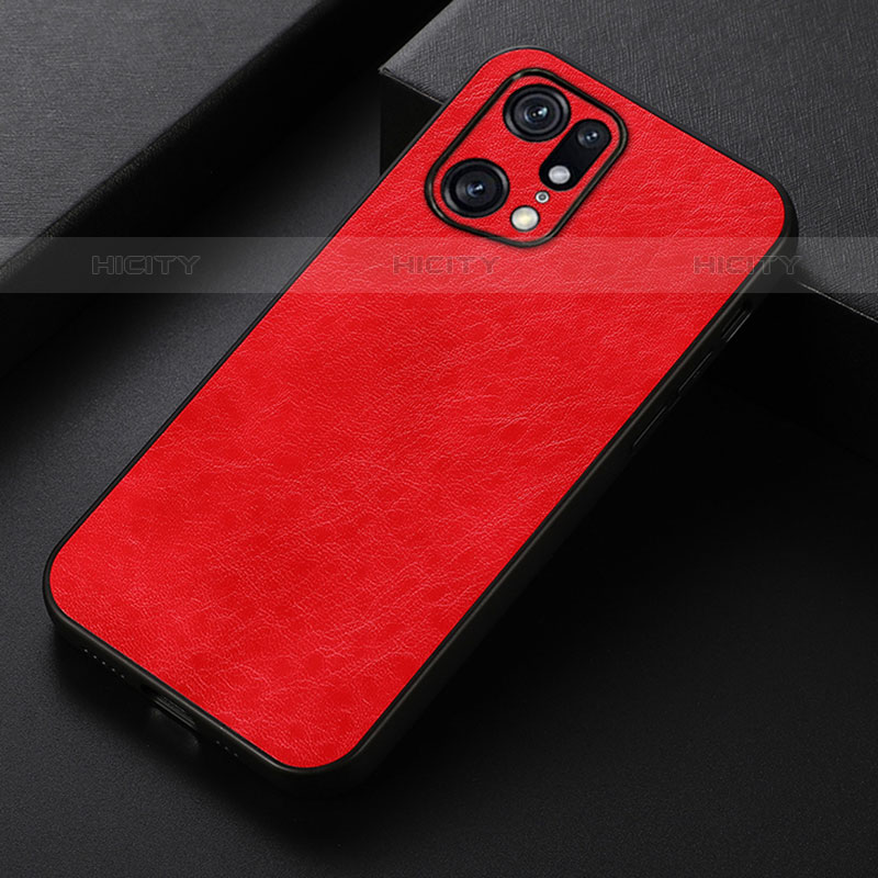 Custodia Lusso Pelle Cover B07H per Oppo Find X5 Pro 5G Rosso