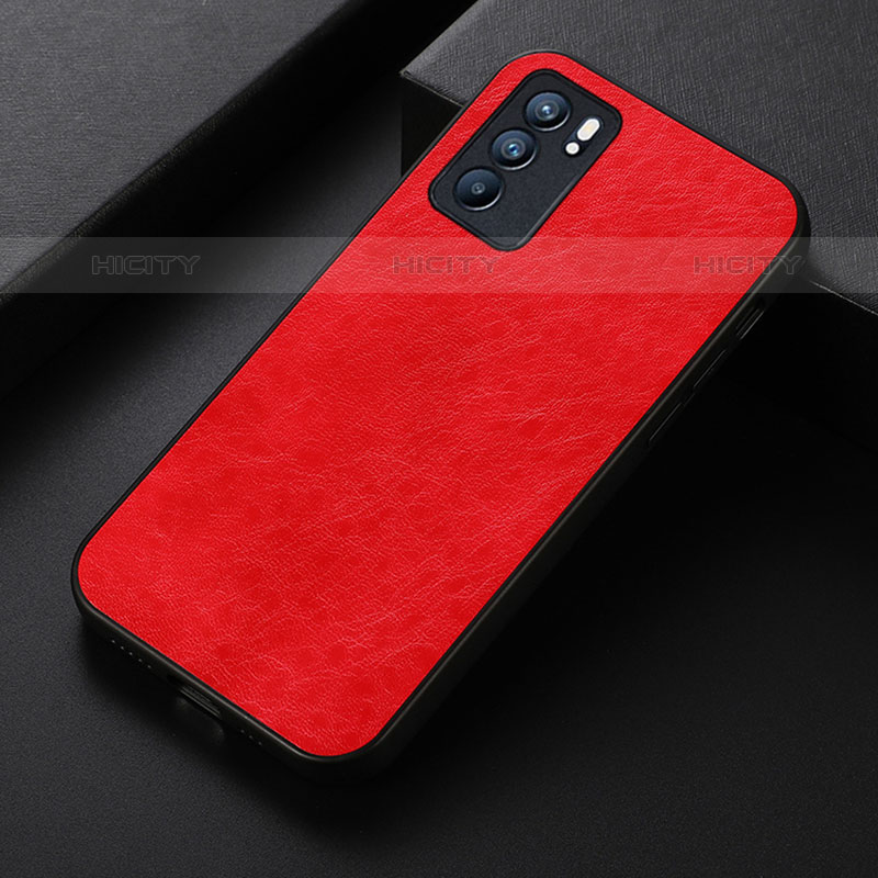 Custodia Lusso Pelle Cover B07H per Oppo Reno6 5G Rosso