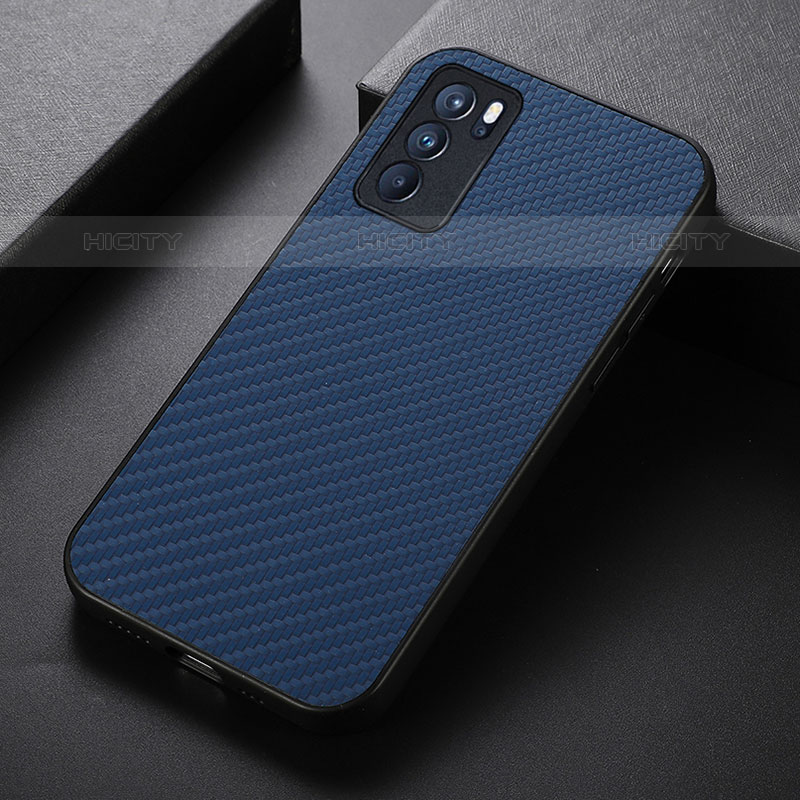 Custodia Lusso Pelle Cover B07H per Oppo Reno6 Pro 5G India Blu