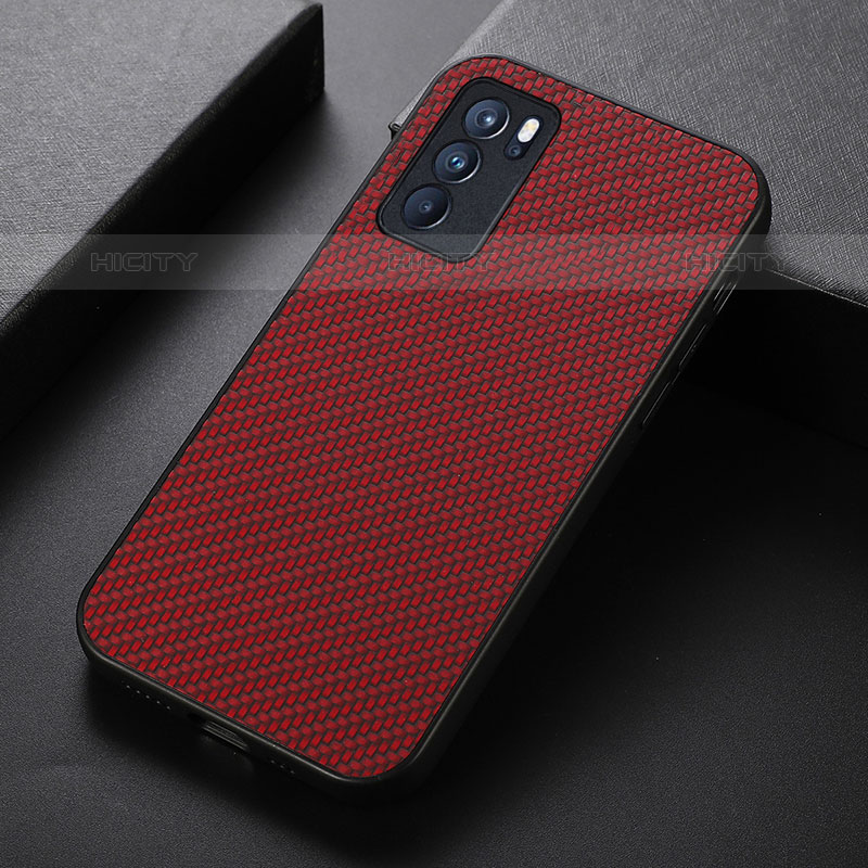 Custodia Lusso Pelle Cover B07H per Oppo Reno6 Pro 5G India Rosso