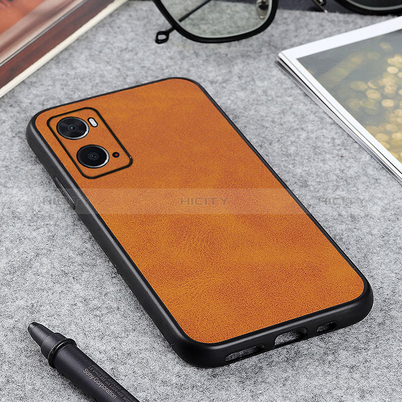 Custodia Lusso Pelle Cover B08H per Oppo A76 Marrone